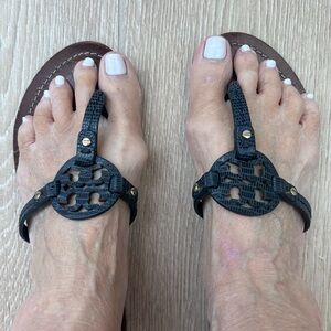 Tory Burch Black Sandals with Decorative Straps Size 7